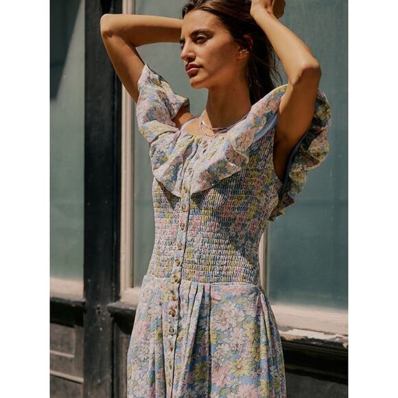 Free People Women's Lewis Maxi Dress Pastel Combo Multicolor Size XL NWT